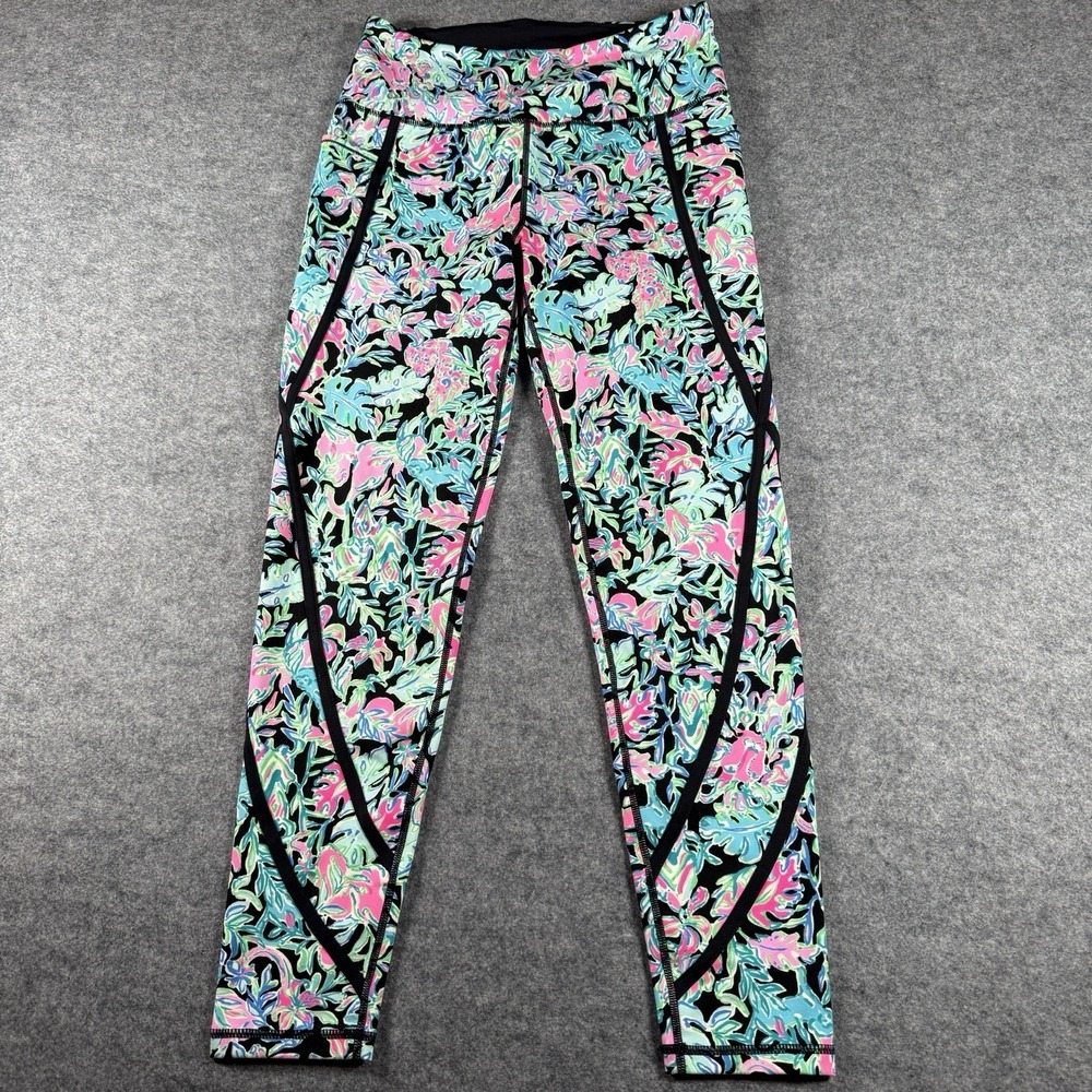 Lilly Pulitzer Luxletic Weekender High Rise Legging Onyx Lets Get Wild Womens M
